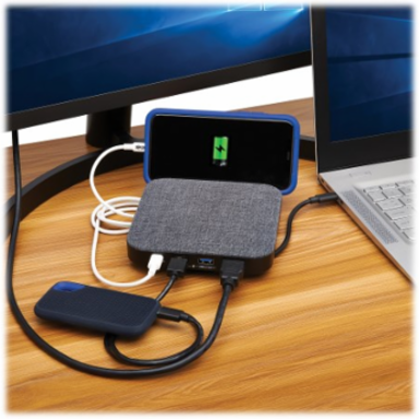 USB-C Dock with Optional Internal Hard Drive, 4K HDMI, USB 3.x (5Gbps), 100W PD Charging, Gray