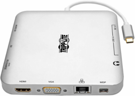 USB-C Dual Display Dock with 4K HDMI, VGA, Mini DP, 60W PD Charging