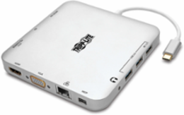 USB-C Dual Display Dock with 4K HDMI, VGA, Mini DP, 60W PD Charging