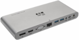USB-C Dock, Triple Display, 4K HDMI/DP, VGA, USB 3.x (5Gbps) Hub, GbE, 100W PD Charging, EU/UK