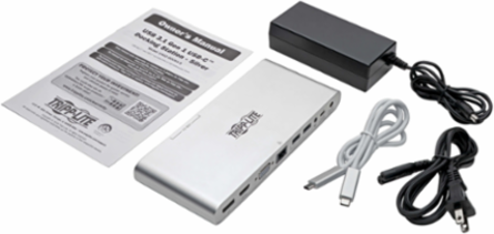 USB-C Dual Display Dock, 100W Power Delivery, 4K HDMI & DisplayPort Outputs