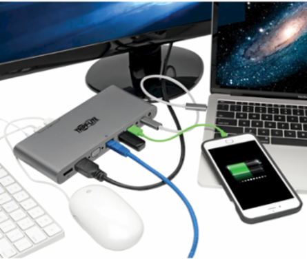 USB-C Dual Display Dock, 100W Power Delivery, 4K HDMI & DisplayPort Outputs