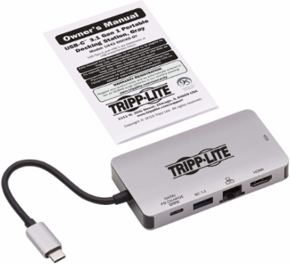 USB-C Dual Display Dock, 4K HDMI, 100W Power Delivery, 6 Ports