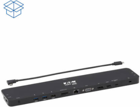 USB-C Dock, Triple Display, 4K HDMI & DP, VGA, USB 3.x (5Gbps)/USB 2.0 Hub, GbE, 100W PD, Black