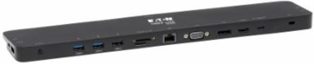 USB-C Dock, Triple Display, 4K HDMI & DP, VGA, USB 3.x (5Gbps)/USB 2.0 Hub, GbE, 100W PD, Black