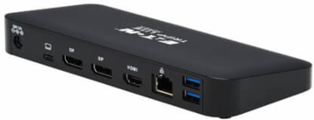 USB-C Dock, Triple Display, 4K 60 Hz HDMI/DP, USB 3.2 Gen 2 (10Gbps) Hub, GbE, 85W PD, Black