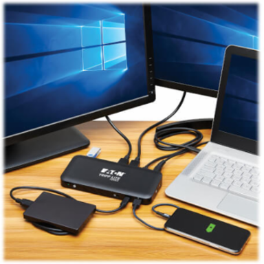 USB-C Dock, Triple Display, 4K 60 Hz HDMI/DP, USB 3.2 Gen 2 (10Gbps) Hub, GbE, 85W PD, Black