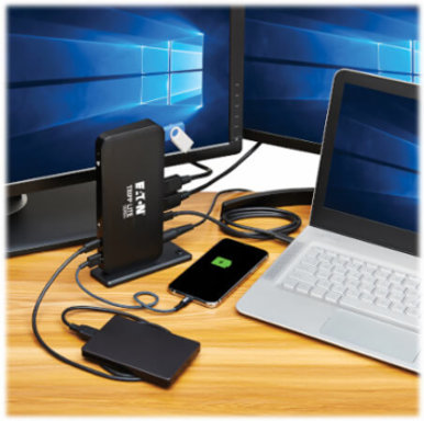 USB-C Dock, Triple Display, 4K 60 Hz HDMI/DP, USB 3.2 Gen 2 (10Gbps) Hub, GbE, 85W PD, Black