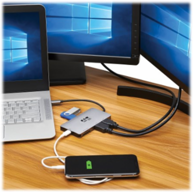 USB-C Dock, Dual Display, 4K 60 Hz HDMI, USB 3.x (5Gbps) Hub, Memory Card, 100W PD Charging, Gray