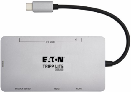 USB-C Dock, Dual Display, 4K 60 Hz HDMI, USB 3.x (5Gbps) Hub, Memory Card, 100W PD Charging, Gray