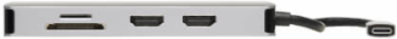 USB-C Dock, Dual Display, 4K 60 Hz HDMI, USB 3.x (5Gbps) Hub, GbE, Memory Card, 100W PD, Gray