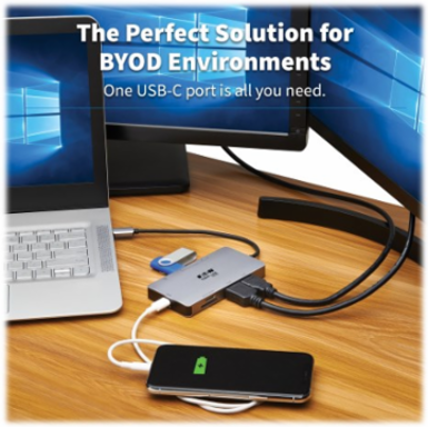 USB-C Dock, Dual Display, 4K 60 Hz HDMI, USB 3.x (5Gbps) Hub, GbE, Memory Card, 100W PD, Gray