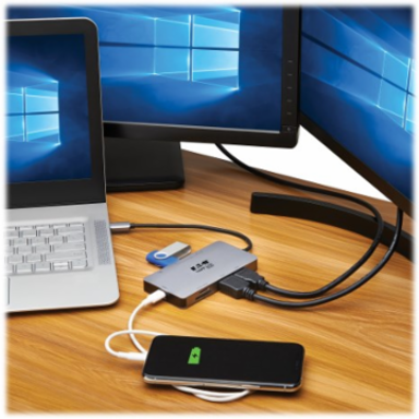 USB-C Dock, Dual Display, 4K 60 Hz HDMI, USB 3.x (5Gbps) Hub, GbE, Memory Card, 100W PD, Gray