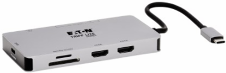 USB-C Dock, Dual Display, 4K 60 Hz HDMI, USB 3.x (5Gbps) Hub, GbE, Memory Card, 100W PD, Gray