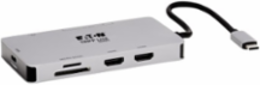 USB-C Dock, Dual Display, 4K 60 Hz HDMI, USB 3.x (5Gbps) Hub, GbE, Memory Card, 100W PD, Gray