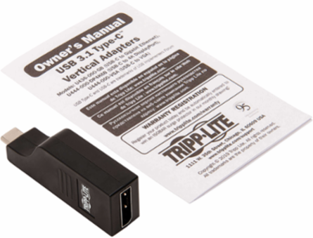 USB-C to DisplayPort Vertical Adapter, 3840 x 2160 (4K) Support, Black