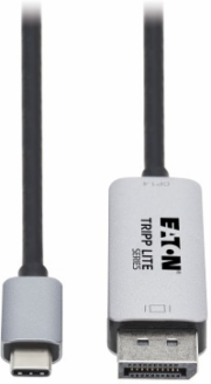 USB-C to DisplayPort 1.4 Active Adapter Cable, M/M, UHD 8K/30 Hz or 4K/144 Hz, Black/Silver, 3 ft