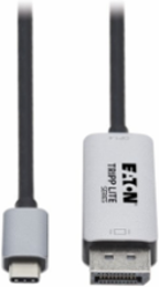 USB-C to DisplayPort 1.4 Active Adapter Cable, M/M, UHD 8K/30 Hz or 4K/144 Hz, Black/Silver, 3 ft