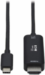 USB-C to HDMI Active Adapter Cable (M/M), 4K 60 Hz, HDR, HDCP 2.2, DP 1.4 Alt Mode, Black, 3 ft