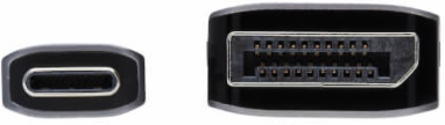 USB-C to DisplayPort 1.4 Active Adapter Cable (M/M), UHD 8K/30 Hz or 4K/144 Hz, Black/Silver, 6 ft