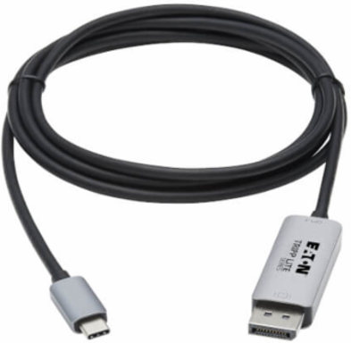 USB-C to DisplayPort 1.4 Active Adapter Cable (M/M), UHD 8K/30 Hz or 4K/144 Hz, Black/Silver, 6 ft