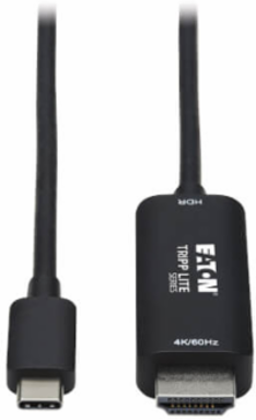USB-C to HDMI Active Adapter Cable (M/M), 4K 60 Hz, HDR, HDCP 2.2, DP 1.2 Alt Mode, Black, 6 ft