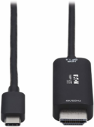 USB-C to HDMI Active Adapter Cable (M/M), 4K 60 Hz, HDR, HDCP 2.2, DP 1.4 Alt Mode, Black, 6 ft