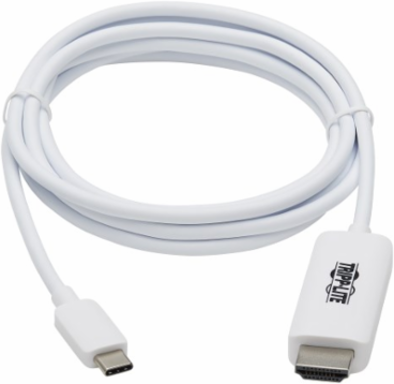 USB-C to HDMI Adapter Cable (M/M), 4K, 4:4:4, Thunderbolt 3 Compatible, White, 6 ft