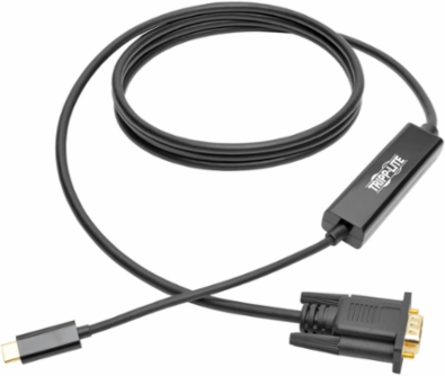 USB-C to VGA Adapter Cable 6 ft, 1080p Video, Gold-Plated Connectors, PVC Construction
