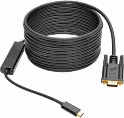 USB-C to VGA Adapter Cable, 16 ft, 1080p Support, Gold-Plated Connectors