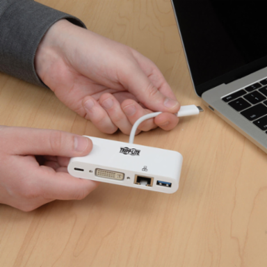 USB-C Multiport Adapter, DVI 1080p, USB-A, PD 60W Charging