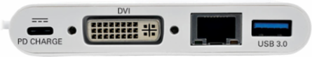 USB-C Multiport Adapter, DVI 1080p, USB-A, PD 60W Charging