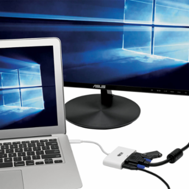 USB-C to DVI Adapter with USB-A Port, 1080p Video, PD Charging, White