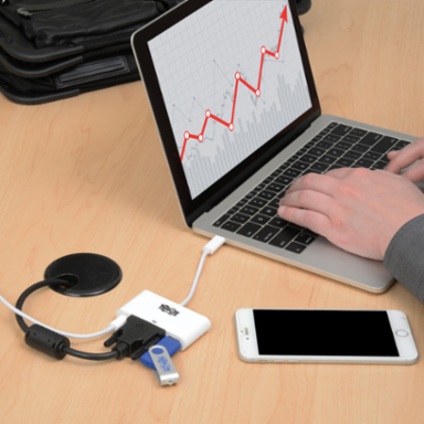 USB-C to DVI Adapter with USB-A Port, 1080p Video, PD Charging, White