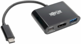 USB-C to HDMI 4K Adapter, 3840 x 2160 @ 30 Hz, USB-A Port, PD Charging, Black