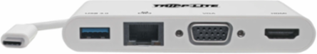 USB-C Multiport Adapter with 4K HDMI, VGA, USB-A, Gigabit Ethernet, White