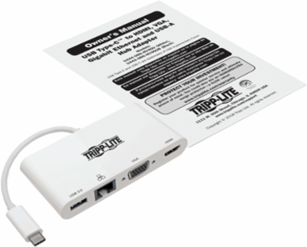 USB-C Multiport Adapter with 4K HDMI, VGA, USB-A, Gigabit Ethernet, White