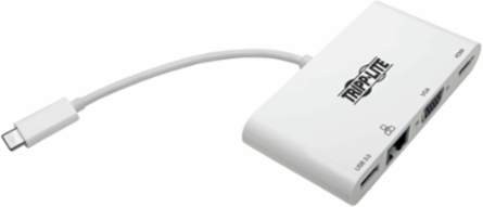 USB-C Multiport Adapter with 4K HDMI, VGA, USB-A, Gigabit Ethernet, White