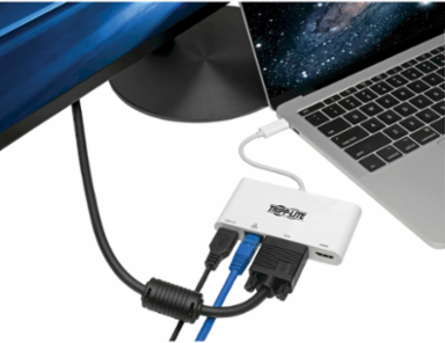 USB-C Multiport Adapter with 4K HDMI, VGA, USB-A, Gigabit Ethernet, White