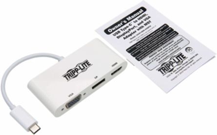 USB-C Triple Display Adapter, 4K 60Hz HDMI/DisplayPort/VGA, White