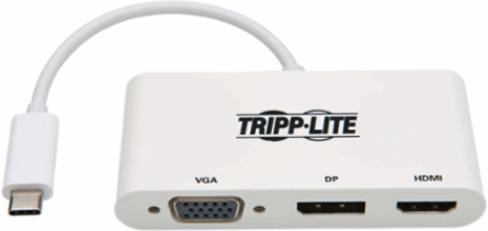 USB-C Triple Display Adapter, 4K 60Hz HDMI/DisplayPort/VGA, White