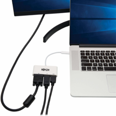 USB-C Triple Display Adapter, 4K 60Hz HDMI/DisplayPort/VGA, White