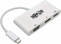 USB-C Triple Display Adapter, 4K 60Hz HDMI/DisplayPort/VGA, White