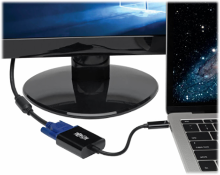 USB-C to VGA Adapter, 6 Inch, 1080p Video, Plug-and-Play, Black