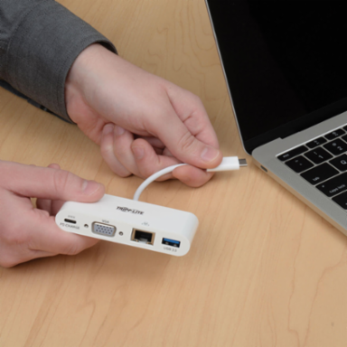 USB-C Multiport Adapter with VGA, USB-A Port, Gigabit Ethernet, 60W PD Charging