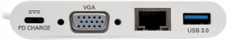 USB-C Multiport Adapter with VGA, USB-A Port, Gigabit Ethernet, 60W PD Charging
