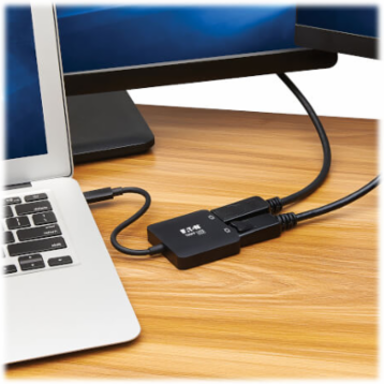 USB-C Adapter, Dual Display, 4K 60Hz DisplayPort, 8K, HDR, 4:4:4, HDCP 2.2, DP 1.4 Alt Mode, Black