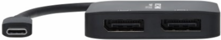 USB-C Adapter, Dual Display, 4K 60Hz DisplayPort, 8K, HDR, 4:4:4, HDCP 2.2, DP 1.4 Alt Mode, Black