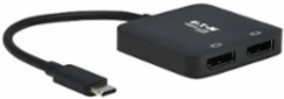 USB-C Adapter, Dual Display, 4K 60Hz DisplayPort, 8K, HDR, 4:4:4, HDCP 2.2, DP 1.4 Alt Mode, Black