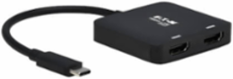 USB-C Adapter, Dual Display, 4K 60Hz HDMI, HDR, 4:4:4, HDCP 2.2, DP 1.4 Alt Mode, Black